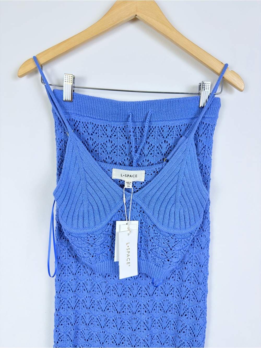 L*SPACE Sweet Talk Knit Set Blue NWT Top S Skirt XS - Picture 15 of 16